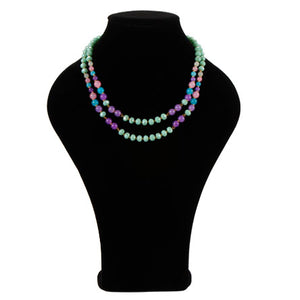 Collar Doble De Engarces Con Cuentas Redonda Multicolor