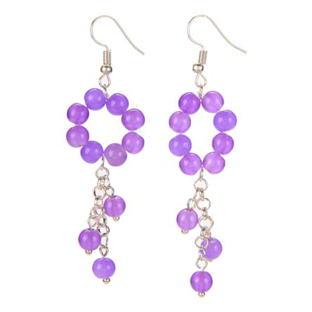 Aretes Con Círculo Flor Con Cuentas Redonda Lila