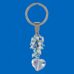 Llavero De Perlas Con Corazón De Cristal