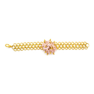 Pulsera Oro Con Cristales Rosas