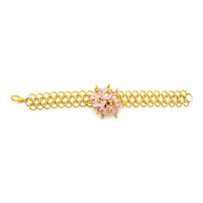 Fantasías Miguel Clave:SR170 Pulsera Oro Con Cristales Rosas