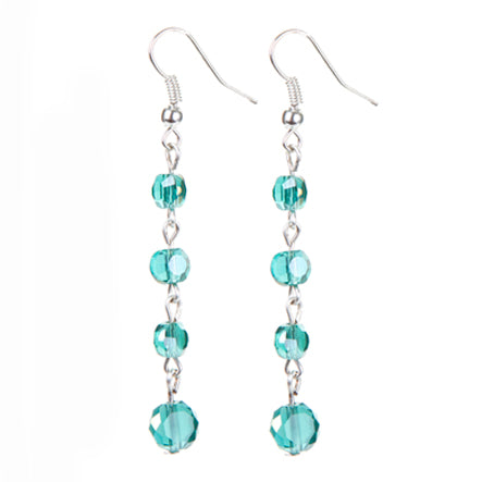 Aretes De Engarce Con Cuenta Cristal Pastilla Turquesa