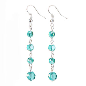 Aretes De Engarce Con Cuenta Cristal Pastilla Turquesa