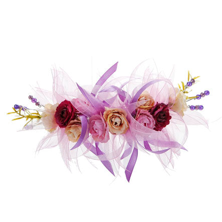 Adorno Para El Cabello Con Rosas Crema-Morado