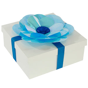 Caja Blanca Con Flor Azul
