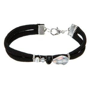 Pulsera De Cordón Negro Con Cristales