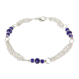 Pulsera Con Rondeles Azulesy Cadenas Plata
