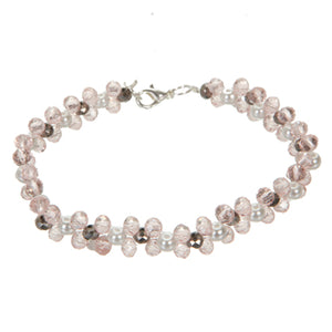Pulsera Tejida Con Rondel Cristal Rosa