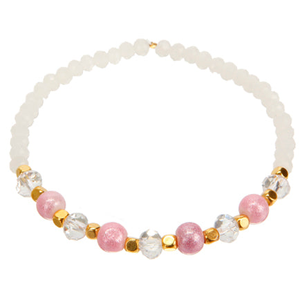 Pulsera Ensartada Con Perlas Destellos Y Rondel