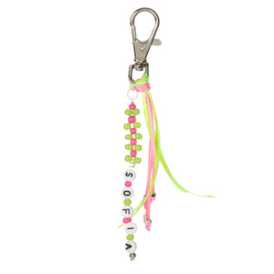 Llavero Con Cuenta De Letras Rosa, Verde