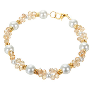 Pulsera  Con Perlas Blancas  Y Rondeles