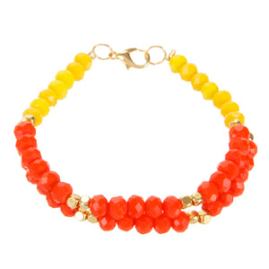 Pulsera Doble Con Rondel  Amarillo /Naranja