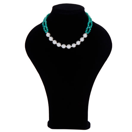 Collar De Perlas Blancas Y Rondeles Jade