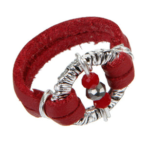 Anillo De Cordón Rojo Con Rondeles