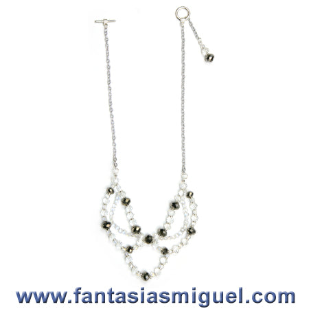 Collar Con Cadena Cta. Rondel Cristal Plata