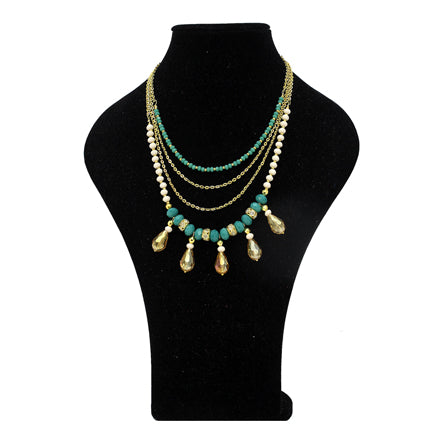 Collar Oro-Jade Con Gota Cristal