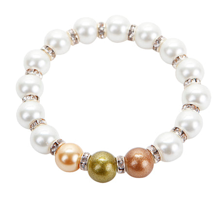 Pulsera Perlas Café-Olivo-Claro