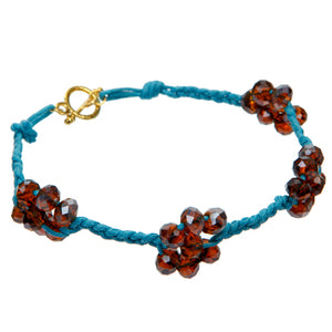 Pulsera De Cordón Azul Con Rondeles Topacio