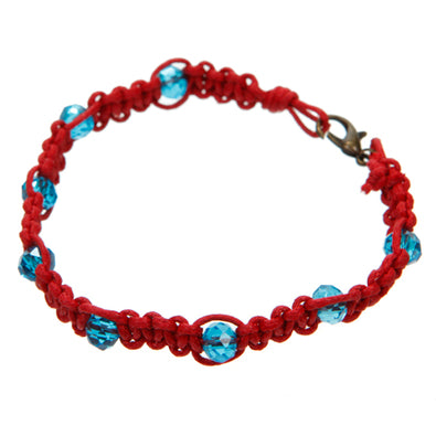 Fantasías Miguel Clave:ZT178 Pulsera Roja Con Cristales Azules