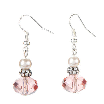 Aretes De Perlas Y Rondeles Rosa