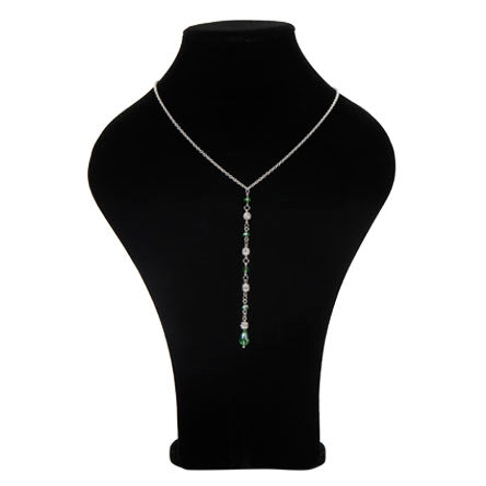 Gargantilla Cadena Con Rondeles Verde  Y Piedras Cristal