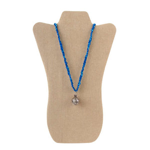 Collar De Listón Trenzado Bicolor  Azul Con Dije Murmuró De Ángel