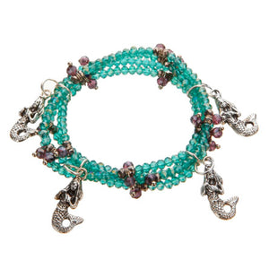 Pulsera Triple Jade Con Dijes De Sirena
